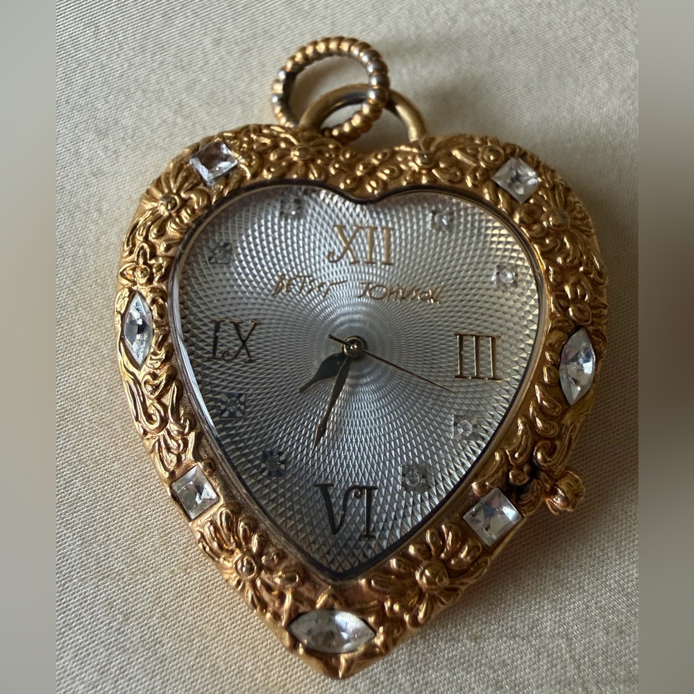 Vintage Betsey Johnson Gold Heart-Shaped Women's Watch Pendant